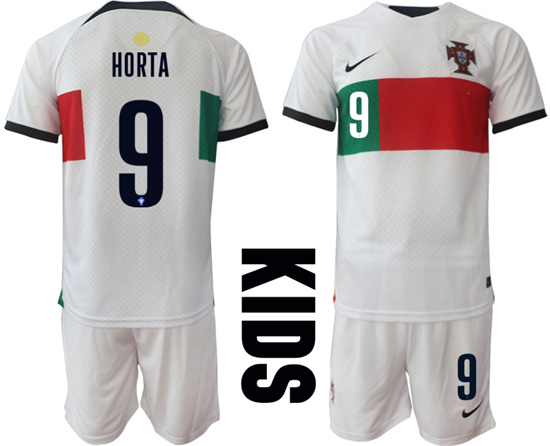 Youth 2022-2023 Portugal 9 HORTA away kids jerseys Suit