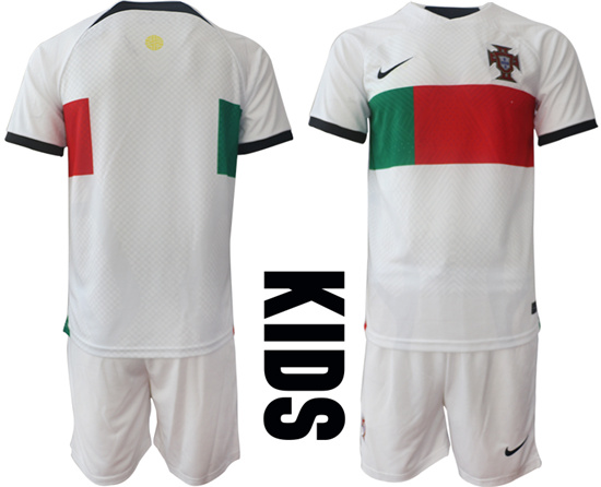 Youth 2022-2023 Portugal Blank away kids jerseys Suit