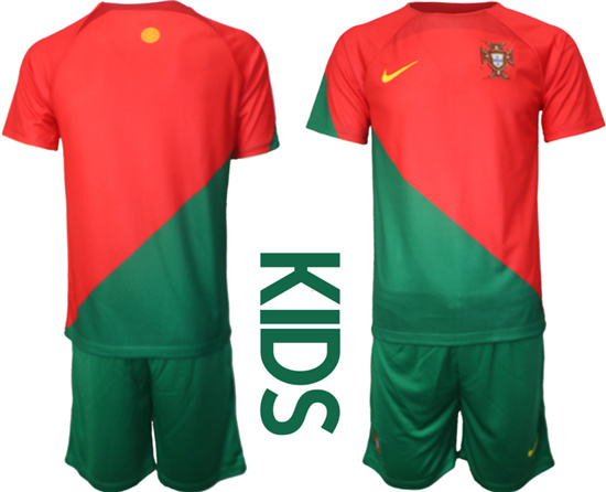 Youth 2022-2023 Portugal Blank home kids jerseys Suit