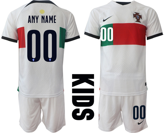 Youth 2022-2023 Portugal Custom away kids jerseys Suit