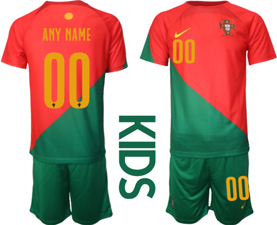 Youth 2022-2023 Portugal Custom home kids jerseys Suit