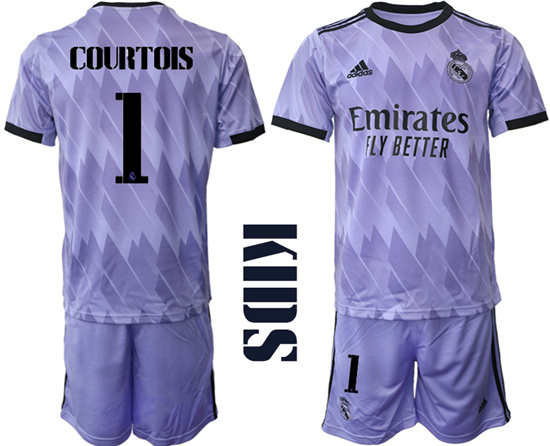 Youth 2022-2023 Real Madrid 1 COURTOIS away kids jerseys Suit