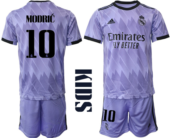 Youth 2022-2023 Real Madrid 10 MODRIC away kids jerseys Suit