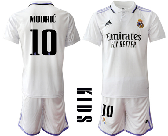 Youth 2022-2023 Real Madrid 10 MODRIC home kids jerseys Suit