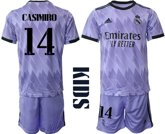 Youth 2022-2023 Real Madrid 14 CASIMIRO away kids jerseys Suit