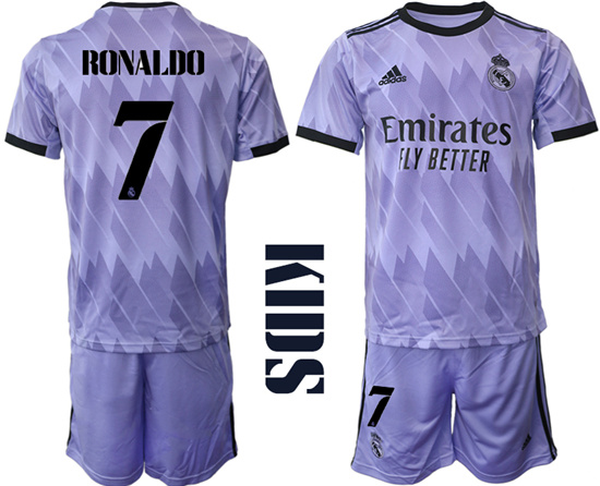 Youth 2022-2023 Real Madrid 7 RONALDO away kids jerseys Suit