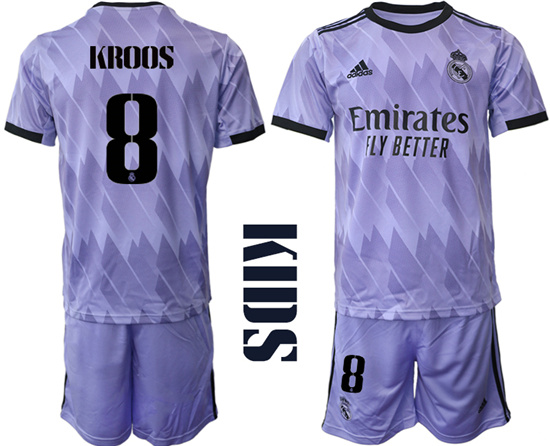 Youth 2022-2023 Real Madrid 8 KROOS away kids jerseys Suit
