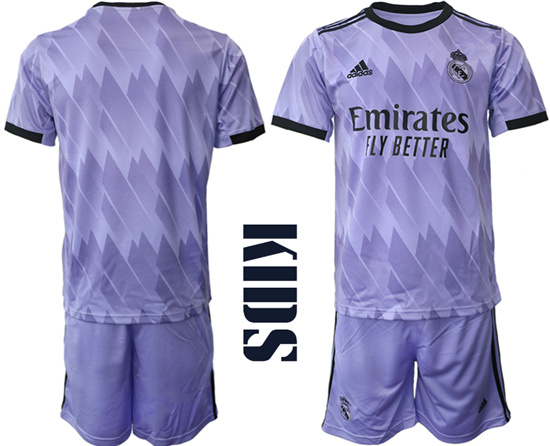 Youth 2022-2023 Real Madrid Blank away kids jerseys Suit