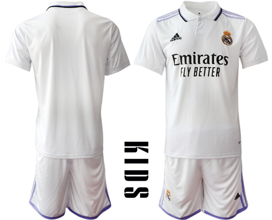 Youth 2022-2023 Real Madrid Blank home kids jerseys Suit