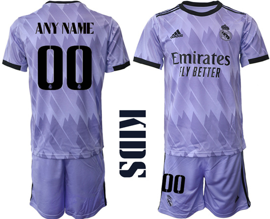 Youth 2022-2023 Real Madrid Custom away kids jerseys Suit