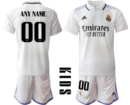 Youth 2022-2023 Real Madrid Custom home kids jerseys Suit