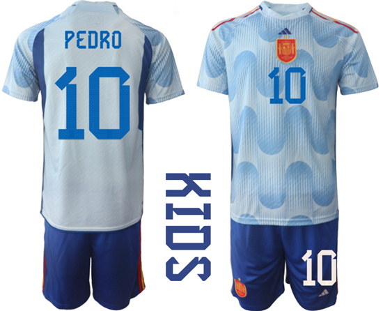 Youth 2022-2023 Spain 10 PEDRO away kids jerseys Suit