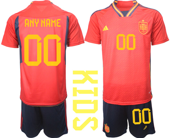 Youth 2022-2023 Spain Custom home kids jerseys Suit