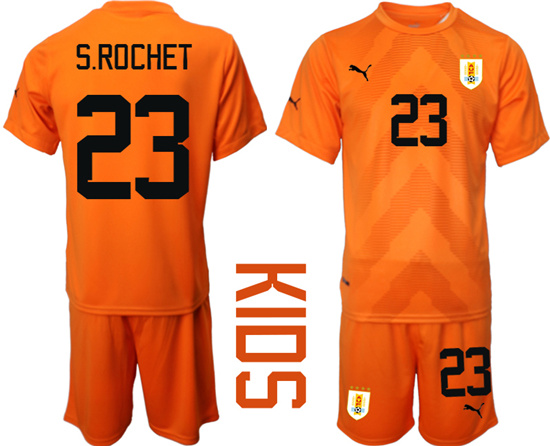 Youth 2022-2023 Uruguay 23 S.ROCHET Orange red goalkeeper kids jerseys Suit