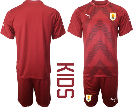 Youth 2022-2023 Uruguay Blank jujube red goalkeeper kids jerseys Suit