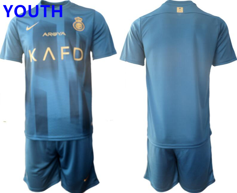 Youth 23-24 Riyadh Victory Away Soccer Jersey Suit Set Blank or Custom Football Uniform Kit