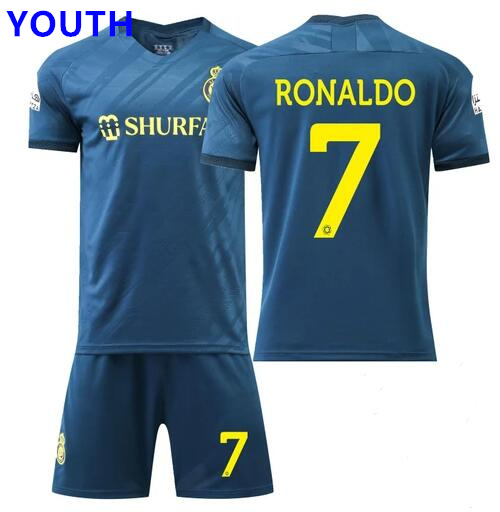 Youth 23-24 Riyadh Victory Away Soccer Jersey Suit Set No.7 RONALDO Football Uniform Kit
