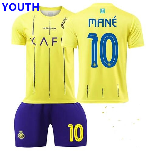 Youth 23-24 Riyadh Victory Home Soccer Jersey Suit Set No.10 MANE Football Kit Uniform