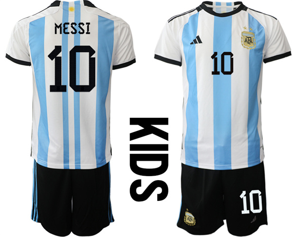 Youth Argentina 10 MESSI 2022-2023 Home Kids jerseys Suit
