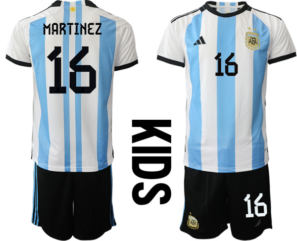 Youth Argentina 16 MARTINEZ 2022-2023 Home Kids jerseys Suit