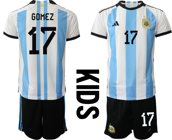 Youth Argentina 17 GOMEZ 2022-2023 Home Kids jerseys Suit