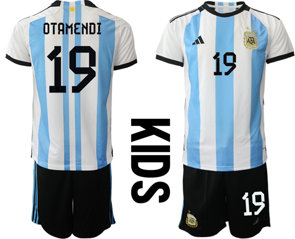 Youth Argentina 19 OTAMENDI 2022-2023 Home Kids jerseys Suit