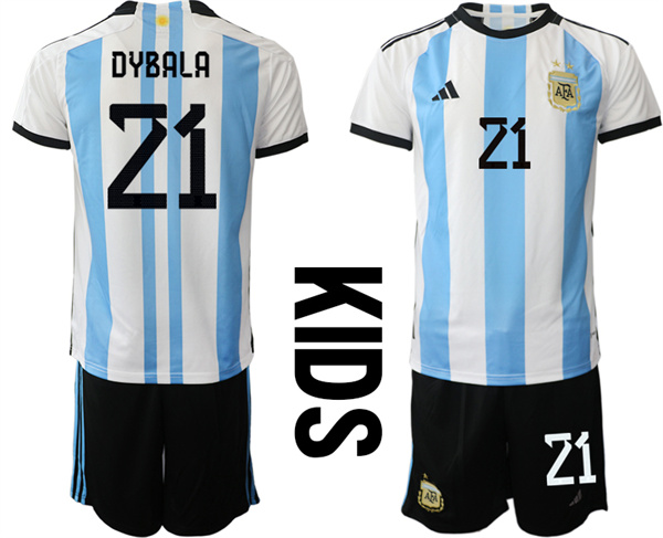 Youth Argentina 21 DYBALA 2022-2023 Home Kids jerseys Suit