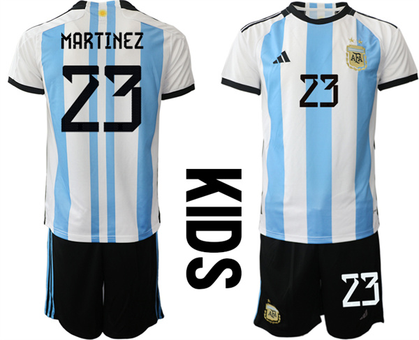Youth Argentina 23 MARTINEZ 2022-2023 Home Kids jerseys Suit