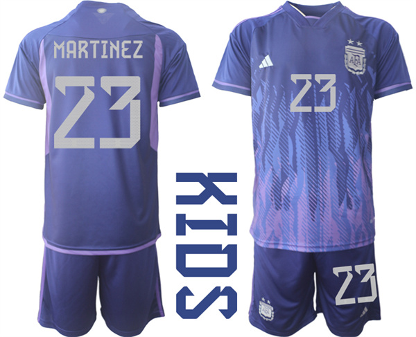 Youth Argentina 23 MARTINEZ 2022-2023 away Kids jerseys Suit