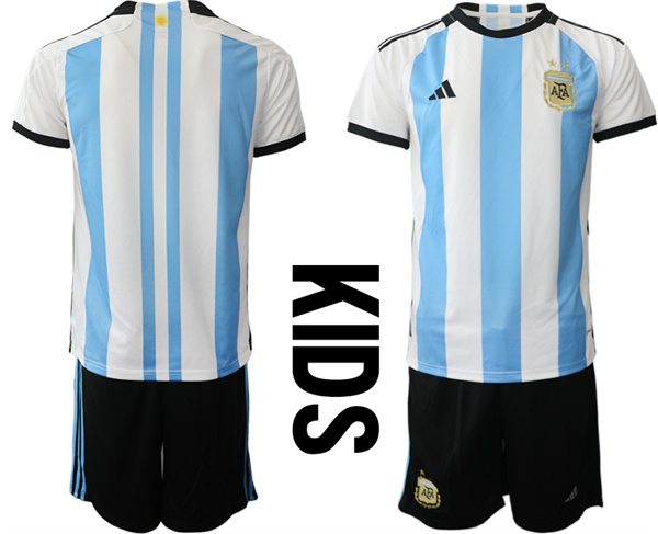 Youth Argentina Blank 2022-2023 Home Kids jerseys Suit