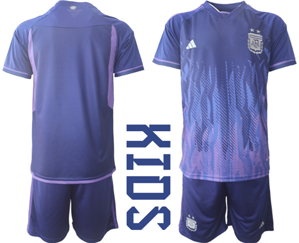 Youth Argentina Blank 2022-2023 away Kids jerseys Suit