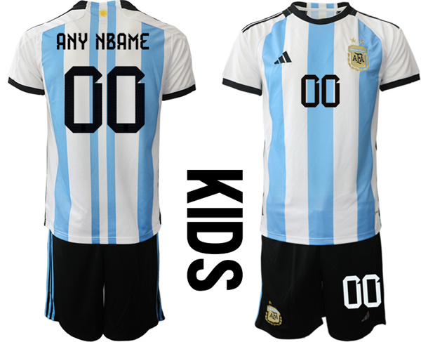 Youth Argentina Custom 2022-2023 Home Kids jerseys Suit