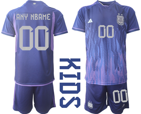 Youth Argentina Custom 2022-2023 away Kids jerseys Suit
