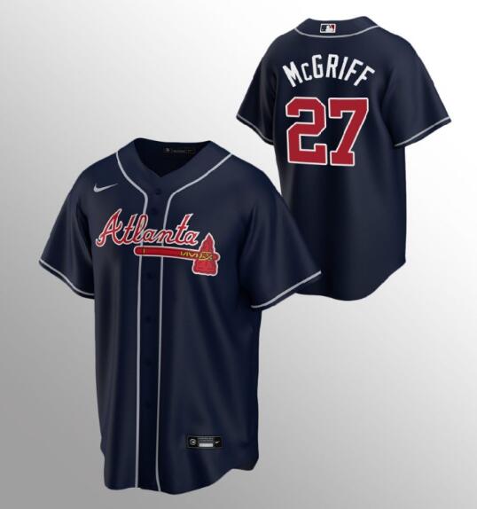 Youth Atlanta Braves #27  Fred McGriff Navy Alternate All Stitched Jersey