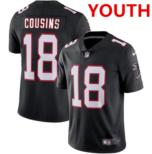 Youth Atlanta Falcons #18 Kirk Cousins Black Vapor Untouchable Limited Stitched Jersey