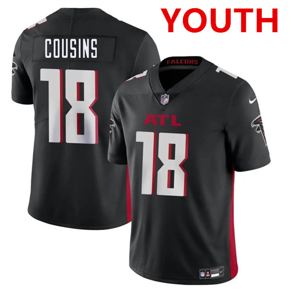 Youth Atlanta Falcons #18 Kirk Cousins Black Vapor Untouchable Limited Stitched Jerseys