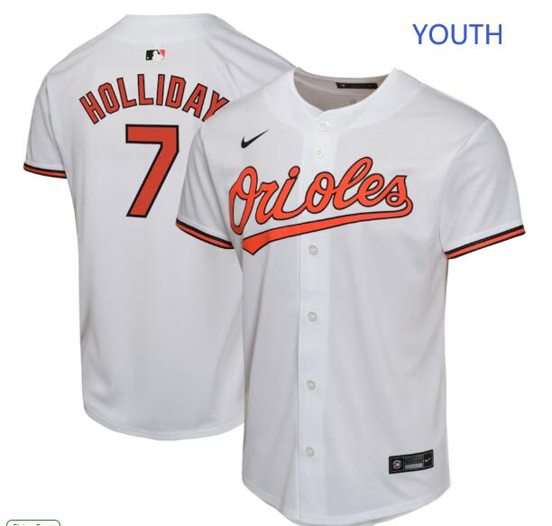 Youth Baltimore Orioles #7 Jackson Holliday Nike White Home Player Game Jersey