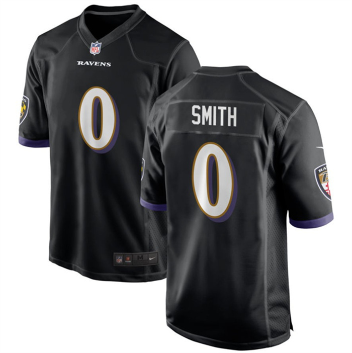 Youth Baltimore Ravens #0 Roquan Smith Black Game Football Jersey