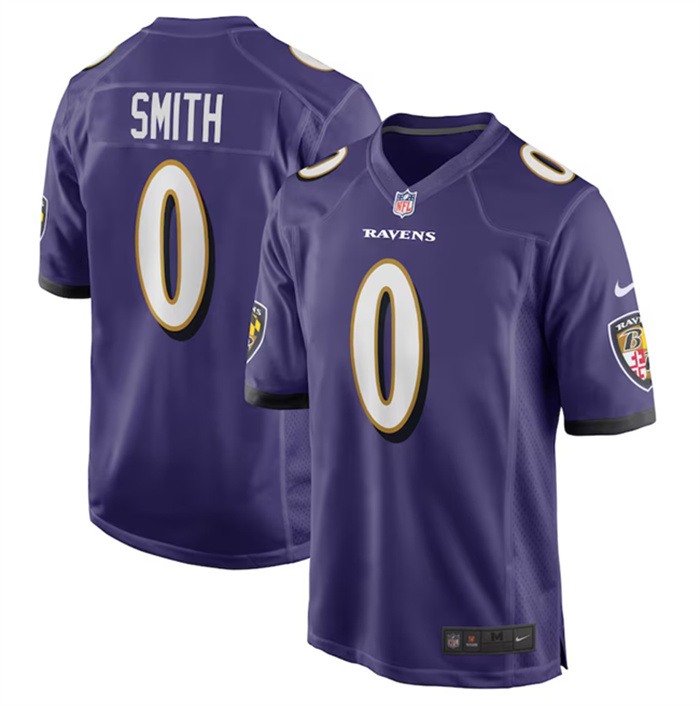 Youth Baltimore Ravens #0 Roquan Smith Purple Game Football Jersey