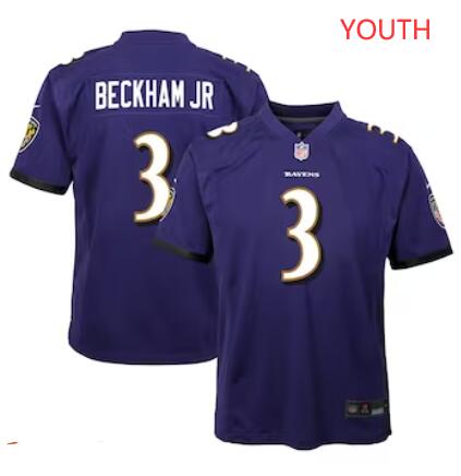 Youth Baltimore Ravens #3 Odell Beckham Jr. Nike Purple Game Jersey