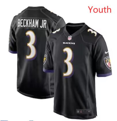 Youth Baltimore Ravens #3 Odell Beckham Jr.Nike Black Alternate Game Jersey