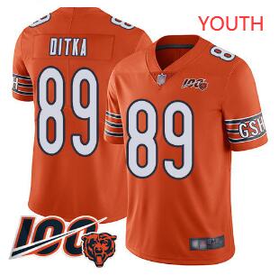 Youth Bears #89 Mike Ditka Orange Stitched Football Limited Rush 100th Season Jersey