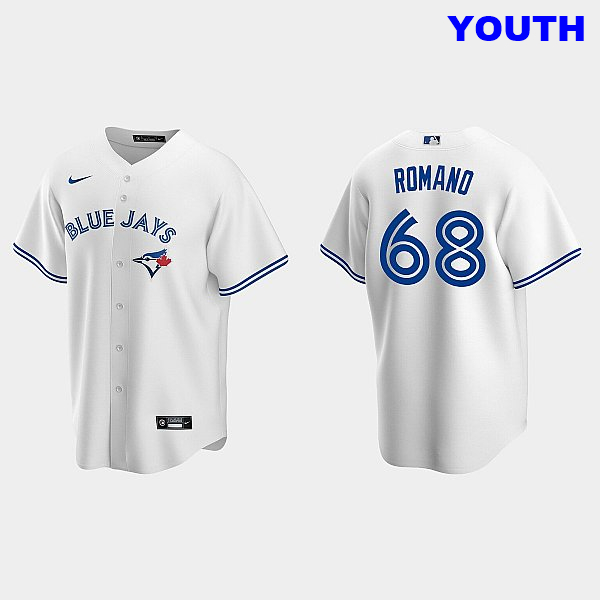 Youth Blue Jays #68 Jordan Romano White Replica Jersey