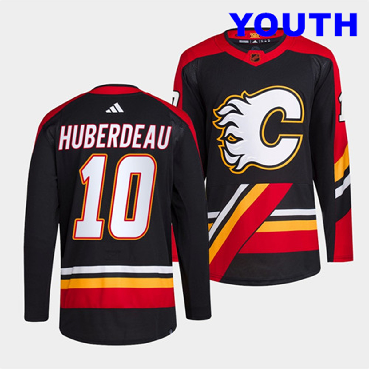 Youth Calgary Flames #10 Jonathan Huberdeau Black 2022-23 Reverse Retro Stitched Jersey