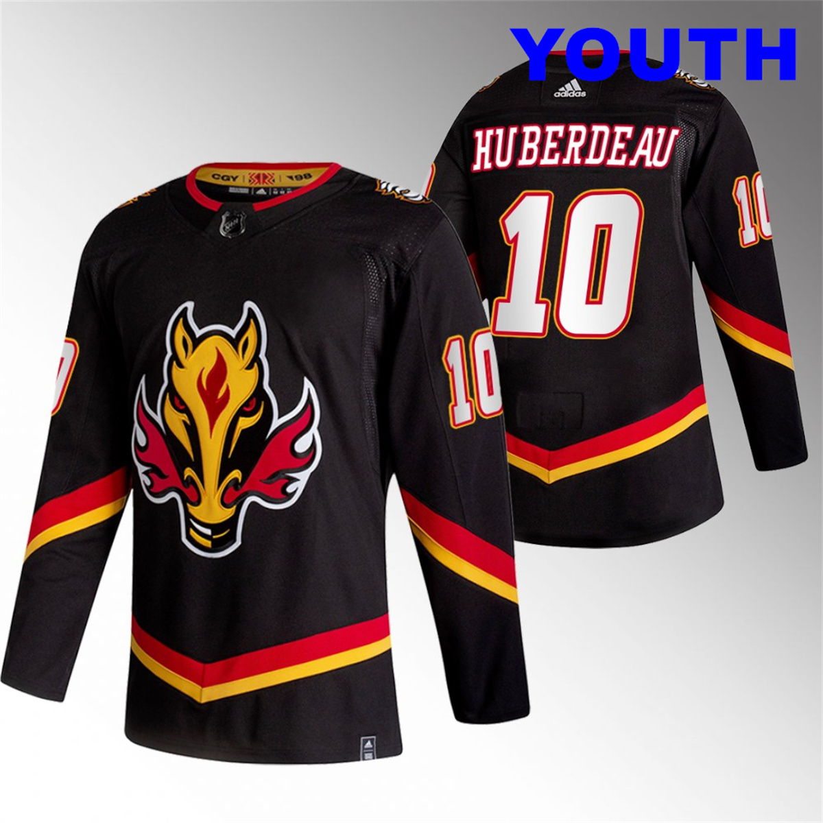 Youth Calgary Flames #10 Jonathan Huberdeau Reverse Retro Black Special Edition Jersey