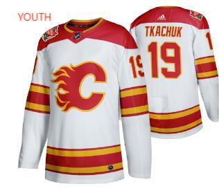 Youth Calgary Flames #19 Matthew Tkachuk 2019 Heritage Classic Authentic White Kids Jersey