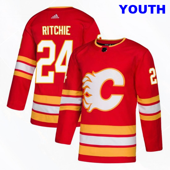 Youth Calgary Flames #24 Brett Ritchie Adidas Authentic Alternate Jersey - Red