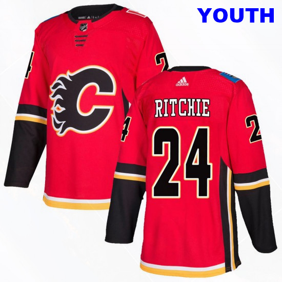 Youth Calgary Flames #24 Brett Ritchie Adidas Authentic Home Jersey - Red