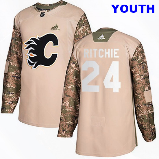 Youth Calgary Flames #24 Brett Ritchie Adidas Authentic Veterans Day Practice Jersey - Camo