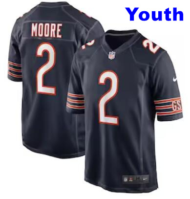 Youth Chicago Bears #2 D.J. Moore Nike Navy Blue Home Game Jersey